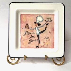 BRUNELLI “La Femme Chef”  Apprx 7.5 “ Square  Plate, Made in Italy